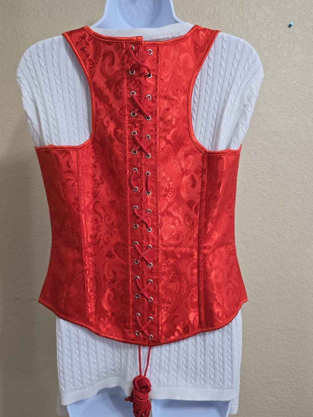 Red Brocade Corset Top - Unbranded - Picture 7 of 7